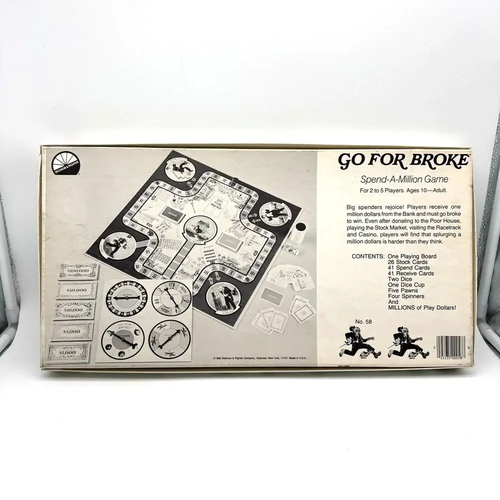 Vintage Go For Broke Spend A Million Board Game Complete 2-5 Players